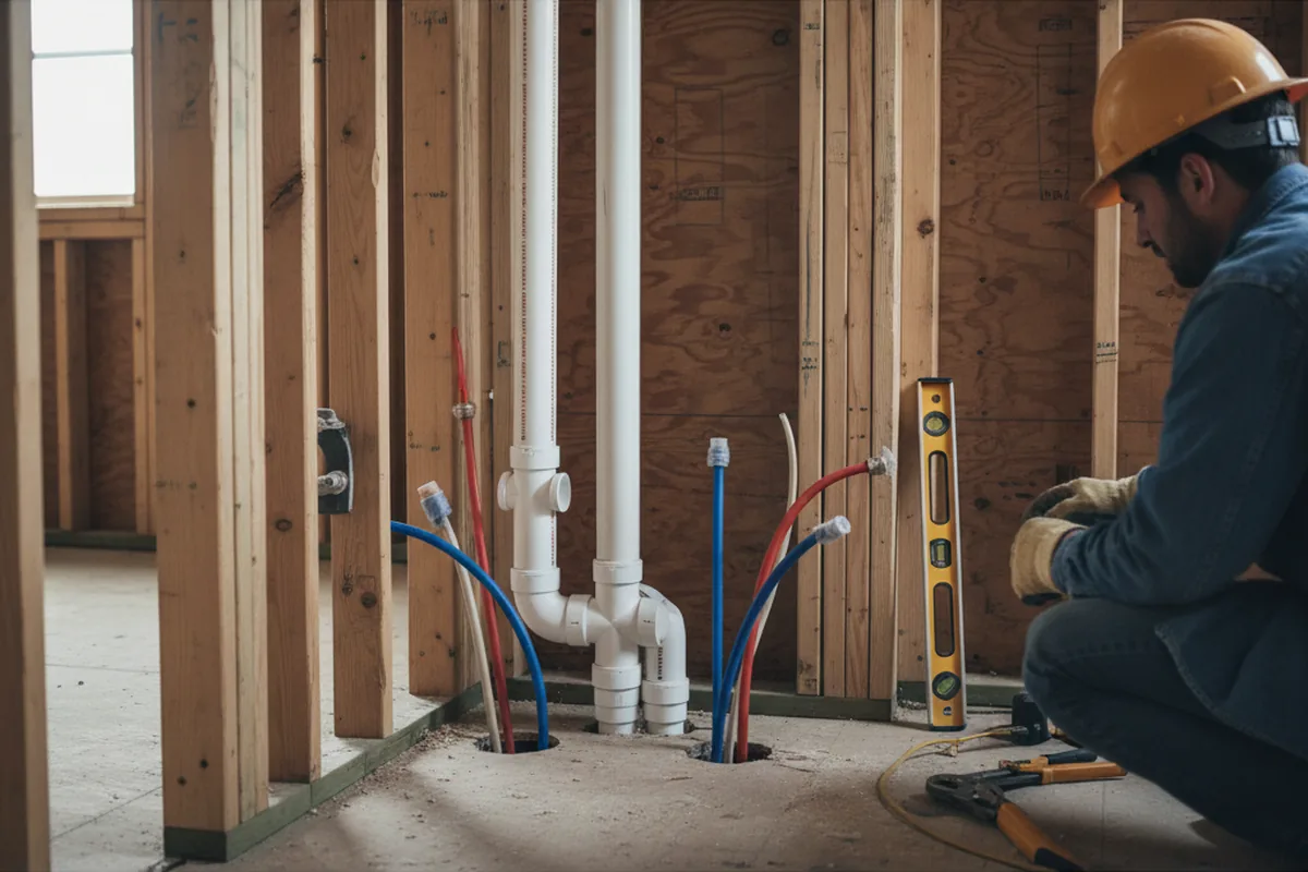 Drain and supply rough-in during Sump Pump Repair in Missoula